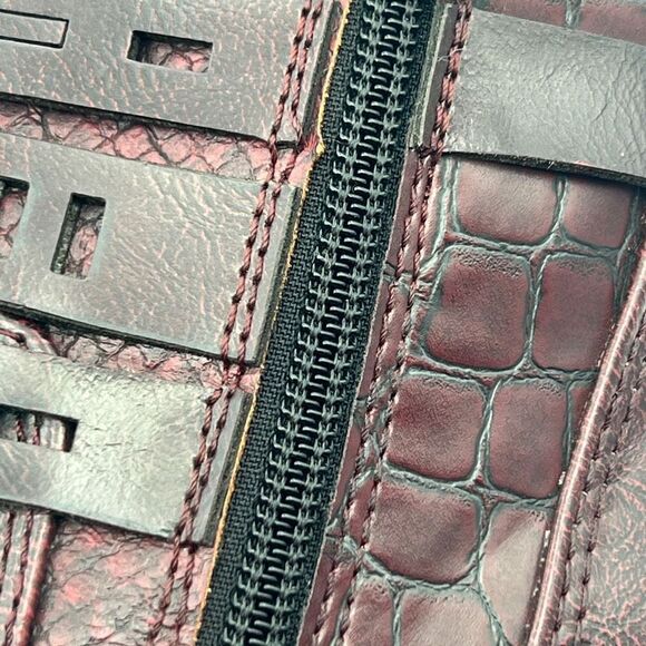 Marco Tozzi Boots Women's 37 US 6.5 Strappy Side Zipper Burgundy Ankle Boots - Picture 11 of 13